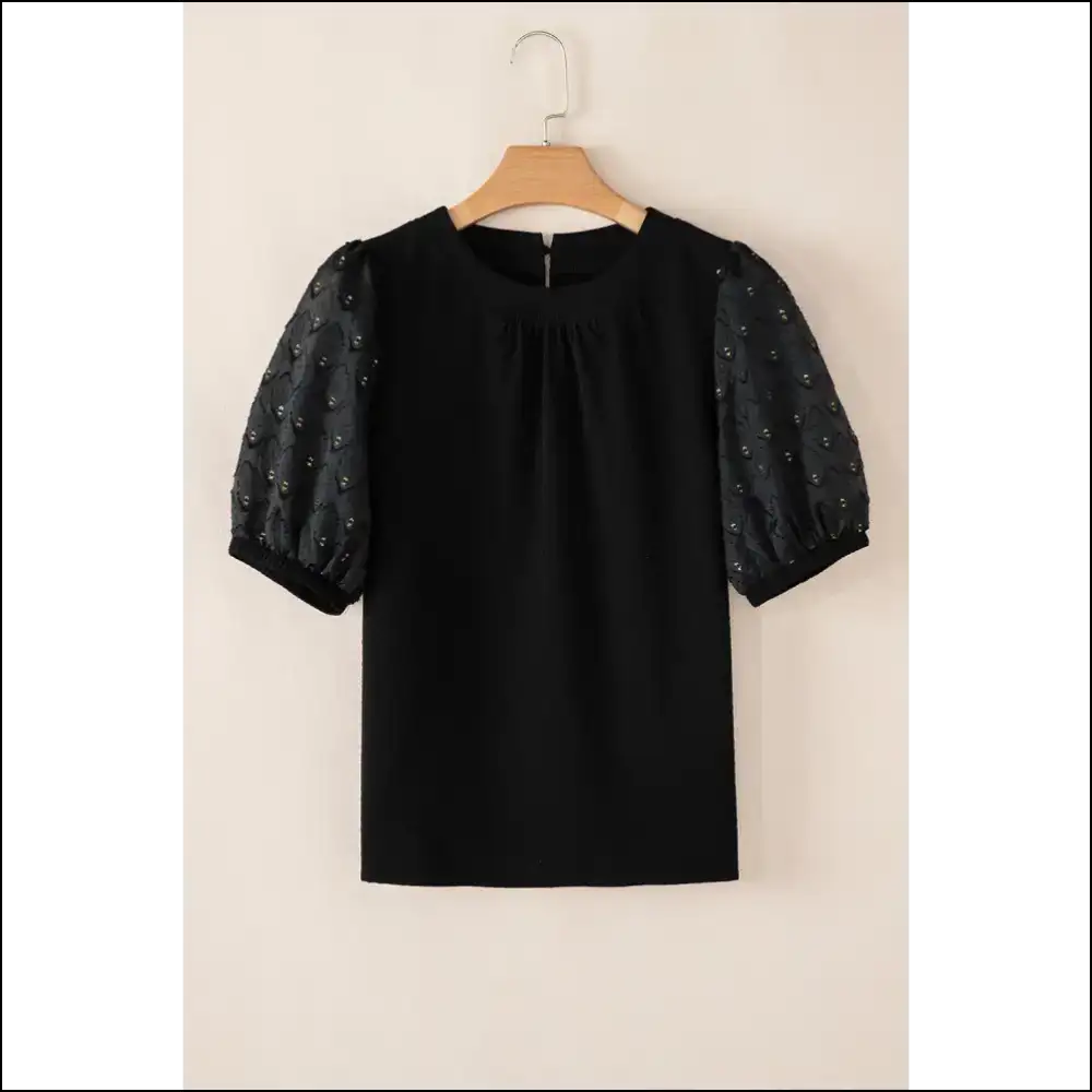 Black Bubble Sleeve Patchwork: Instant Fashionista! ✨ Needful Things - Blouses on Sale Worldwide Shipping