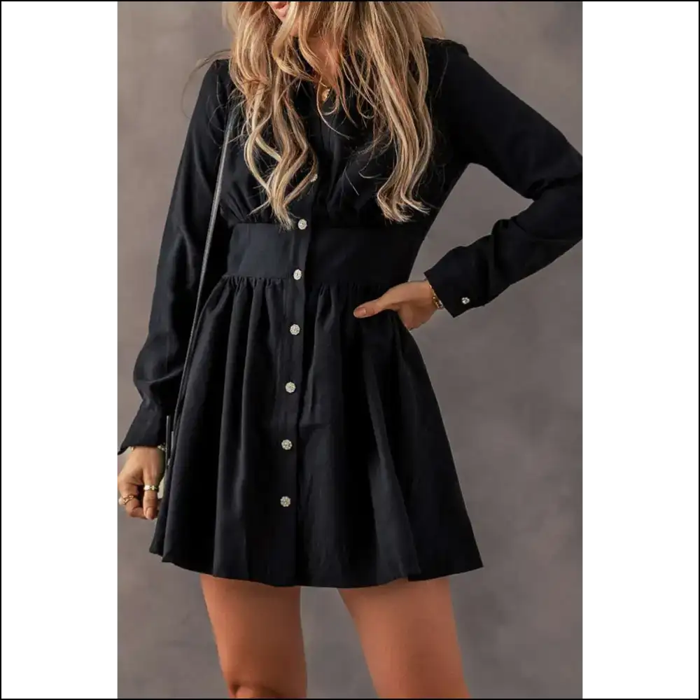 Black Buttoned High Waist Dress: Prepare for Slayage Gorgeous! 😉 Needful Things - Short Dresses on Sale Worldwide Shipping