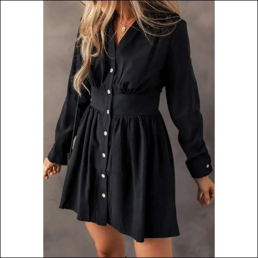 Black Buttoned High Waist Dress: Prepare for Slayage Gorgeous! 😉 Needful Things - s - Short Dresses on Sale Worldwide Shipping