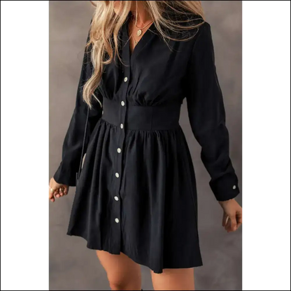 Black Buttoned High Waist Dress: Prepare for Slayage Gorgeous! 😉 Needful Things - s - Short Dresses on Sale Worldwide Shipping