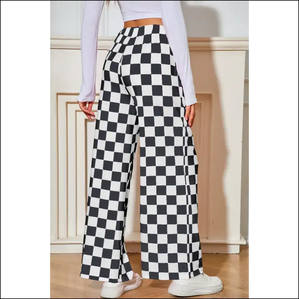 Black Checkered Wide Leg Pants: Pants so Good It’s Criminal 😉 Needful Things - on Sale Worldwide Shipping