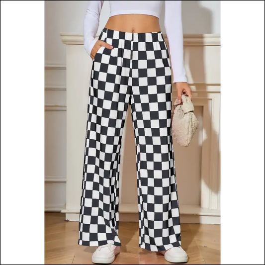 Black Checkered Wide Leg Pants: Pants so Good It’s Criminal 😉 Needful Things - s - on Sale Worldwide Shipping