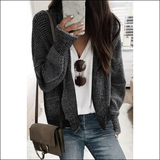 Black Chunky Knit Cardigan: so Cozy You’ll Ghost your Friends 👻 - s - Cardigans on Sale Worldwide Shipping