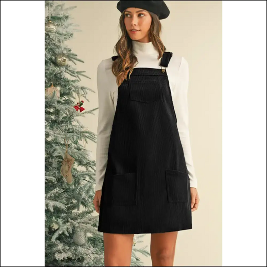 Black Corduroy Dress: to Attract (and Maybe a Lawsuit) 😈 Needful Things - s - Short Dresses on Sale Worldwide Shipping