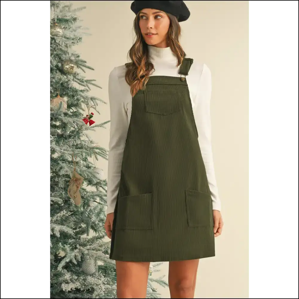 Black Corduroy Dress: to Attract (and Maybe a Lawsuit) 😈 Needful Things - Vineyard Green / s - Short Dresses on Sale Worldwide Shipping