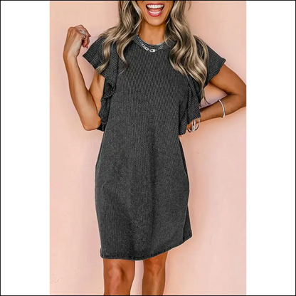 Black Crinkle Rib Mini Dress: Sexy Even Ter a Monday 😈 Needful Things - s - Short Dresses on Sale Worldwide Shipping