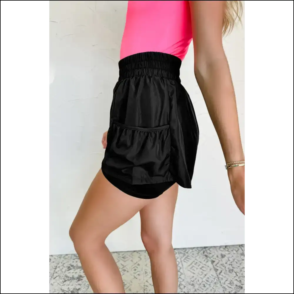 Black Elastic High Waist Shorts: Pants Optional from Needful Things 😈 - Shorts on Sale Worldwide Shipping