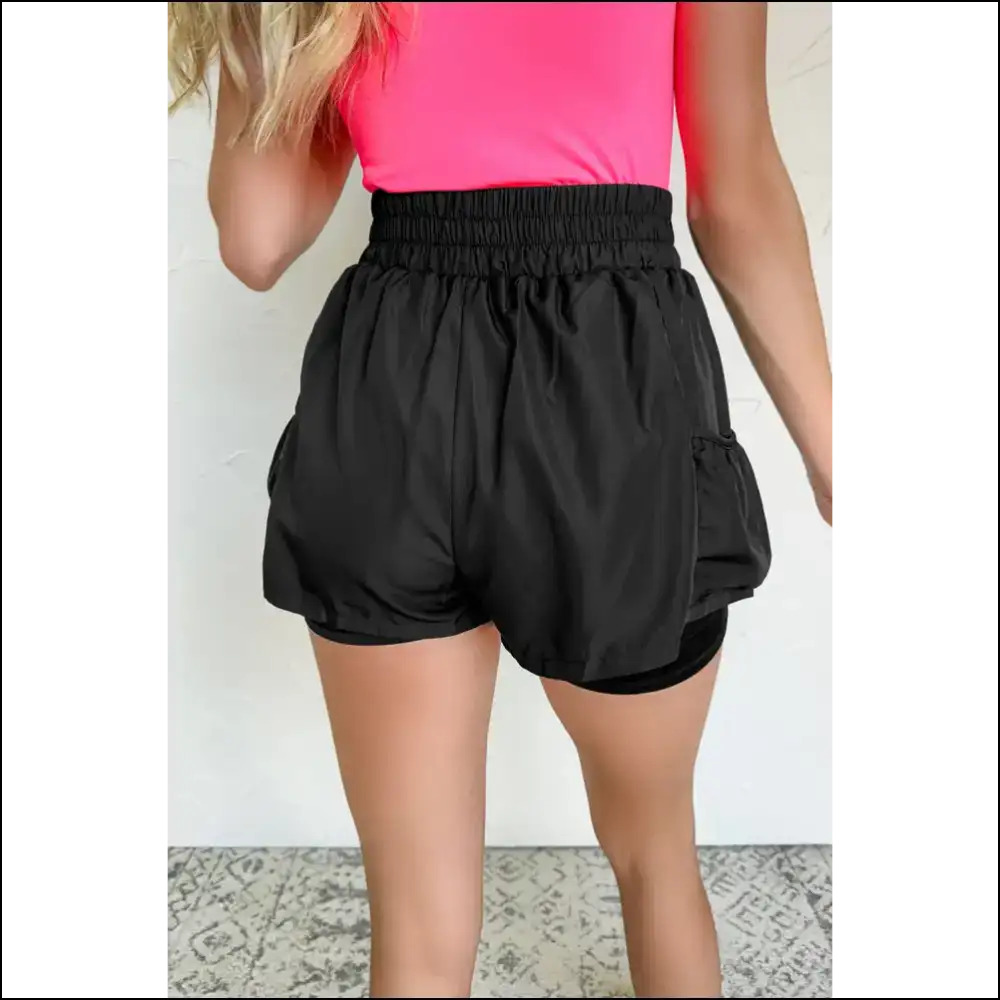Black Elastic High Waist Shorts: Pants Optional from Needful Things 😈 - Shorts on Sale Worldwide Shipping