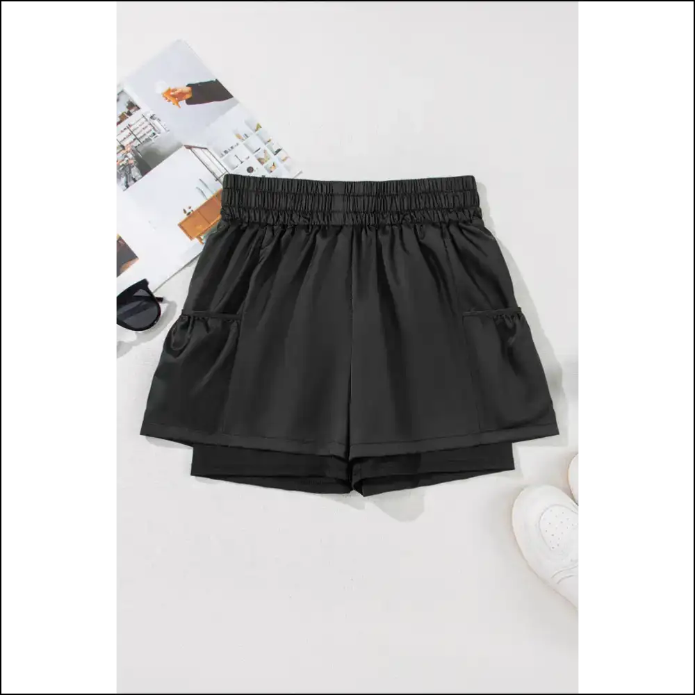Black Elastic High Waist Shorts: Pants Optional from Needful Things 😈 - Shorts on Sale Worldwide Shipping