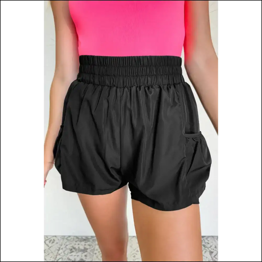 Black Elastic High Waist Shorts: Pants Optional from Needful Things 😈 - s - Shorts on Sale Worldwide Shipping