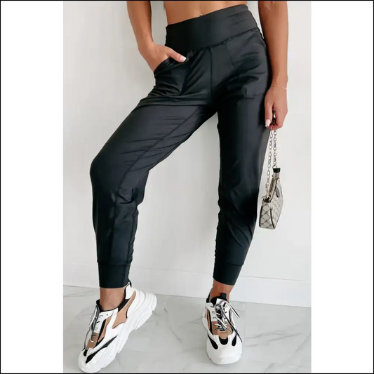 Black Exposed Seam Joggers: Runway Ready (even for Coffee Runs) ☕ Needful Things - s - Pants on Sale Worldwide Shipping