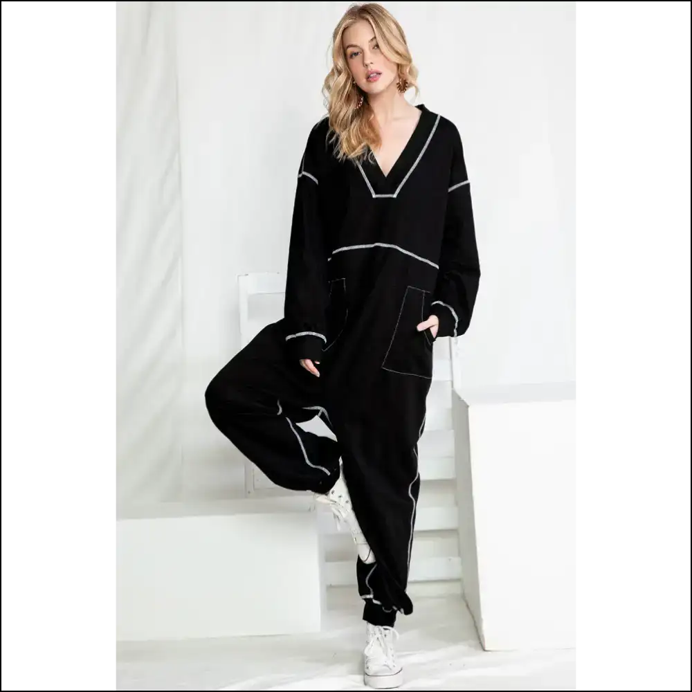 Black Exposed Seam Oversized Jumpsuit: Ditch Pants! 🖤 Needful Things - Jumpsuits & Rompers on Sale Worldwide Shipping