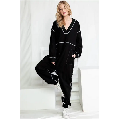 Black Exposed Seam Oversized Jumpsuit: Ditch Pants! 🖤 Needful Things - Jumpsuits & Rompers on Sale Worldwide Shipping