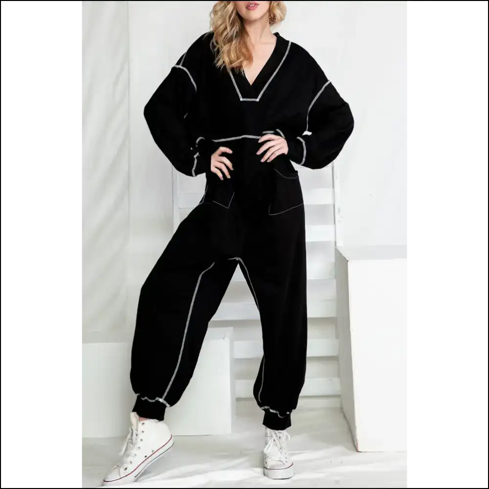 Black Exposed Seam Oversized Jumpsuit: Ditch Pants! 🖤 Needful Things - s - Jumpsuits & Rompers on Sale Worldwide Shipping