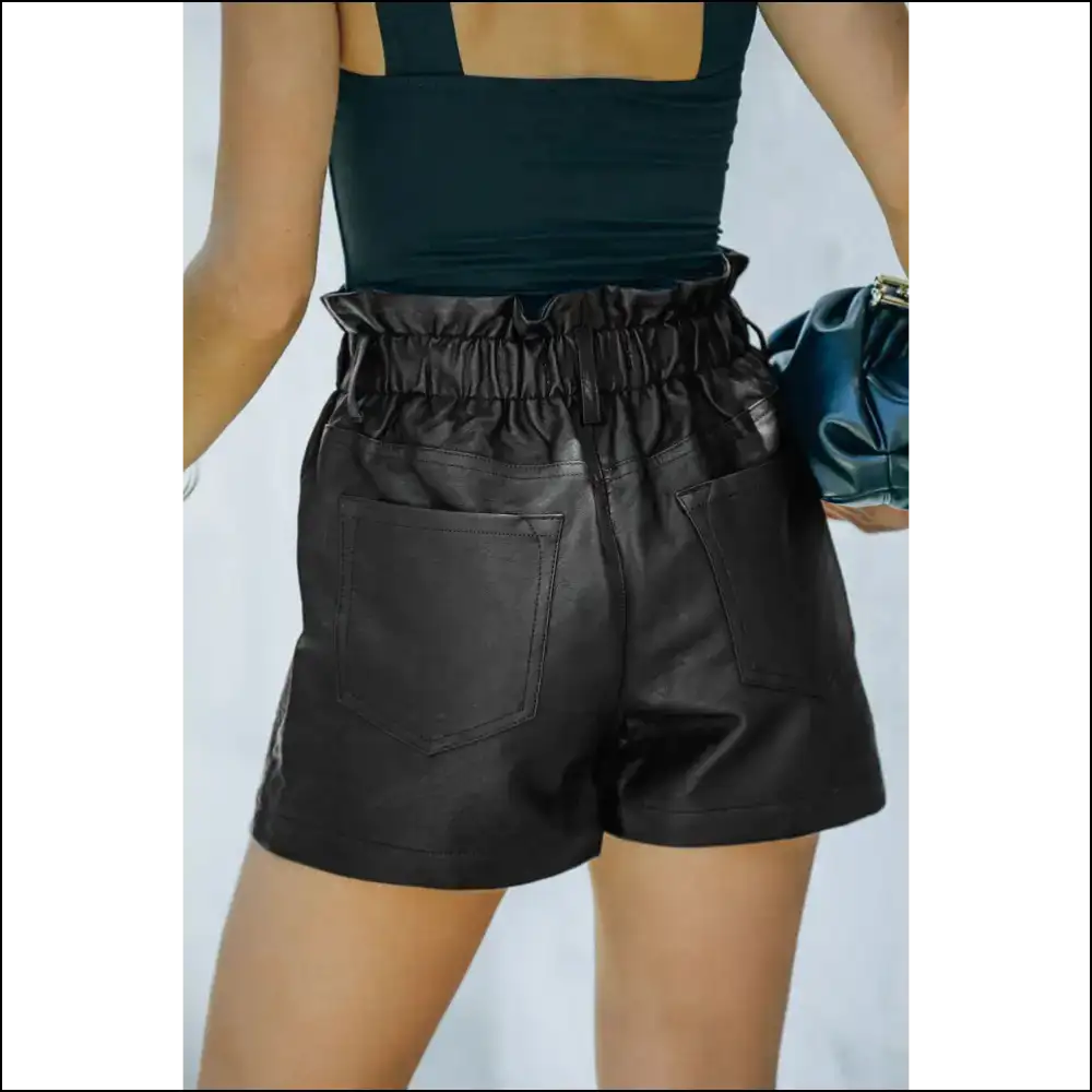 Black Faux Leather Frill Waist Shorts: Dangerously Cute 🔥 Needful Things - Shorts on Sale Worldwide Shipping