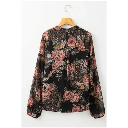 Black Floral Criss Cross v Neck: Bow Down Bitches 👑 Needful Things - Blouses on Sale Worldwide Shipping