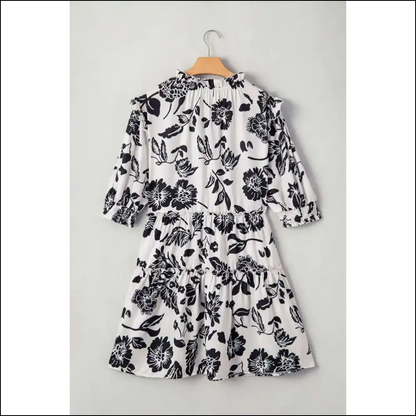 Black Floral Frill Neck Mini Dress: Finally Fabulous! 😈 Needful Things - Plus Size Dresses on Sale Worldwide Shipping