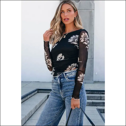 Black Floral Mesh: so Fetch It’s Practically Needful Things 😈 - Blouses on Sale Worldwide Shipping