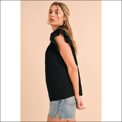 Black Frilled Neck Ruffle: Unleash your Inner Drama Queen! 👑 - Blouses on Sale Worldwide Shipping