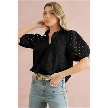 Black Hollow-out Flower Power: so Fancy It’s! 🖤 Needful Things - Blouses on Sale Worldwide Shipping