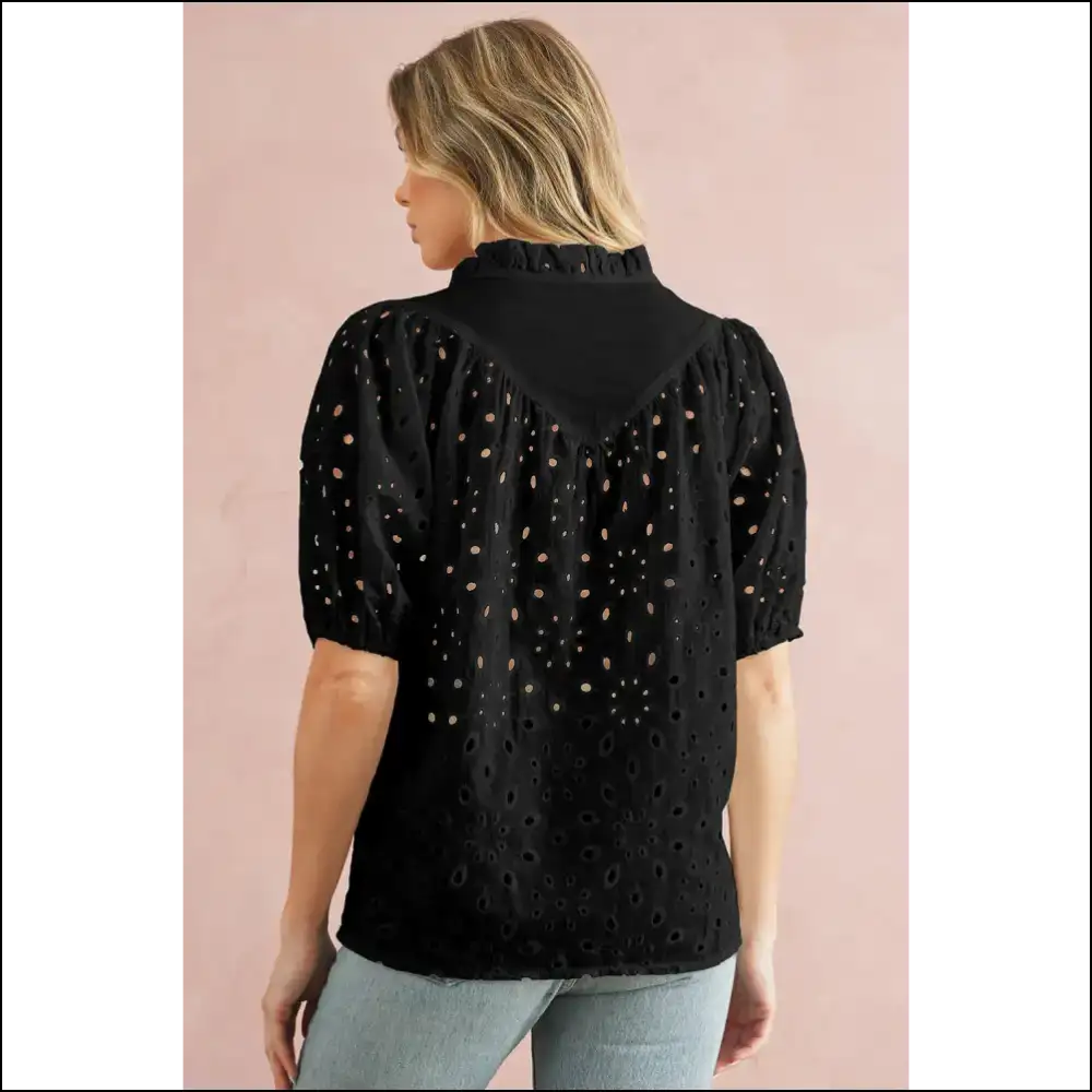 Black Hollow-out Flower Power: so Fancy It’s! 🖤 Needful Things - Blouses on Sale Worldwide Shipping