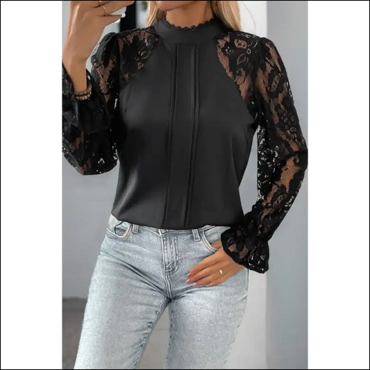 Black Lace Sleeve Blouse: Because Adulting is Hard 👑 Needful Things - s - Blouses on Sale Worldwide Shipping