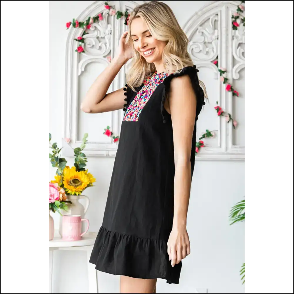 Black Pom Dress: Turns Heads not Ankles! 🖤 Needful Things - Short Dresses on Sale Worldwide Shipping