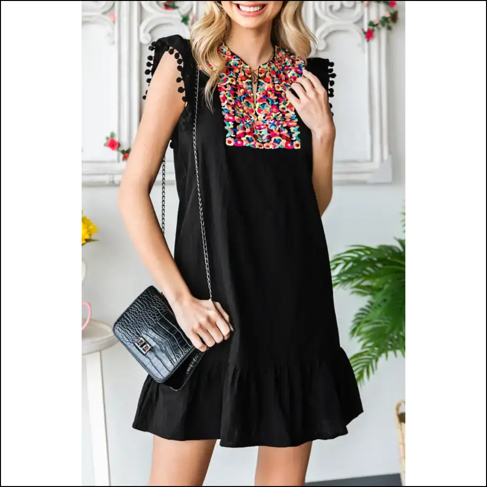 Black Pom Dress: Turns Heads not Ankles! 🖤 Needful Things - s - Short Dresses on Sale Worldwide Shipping