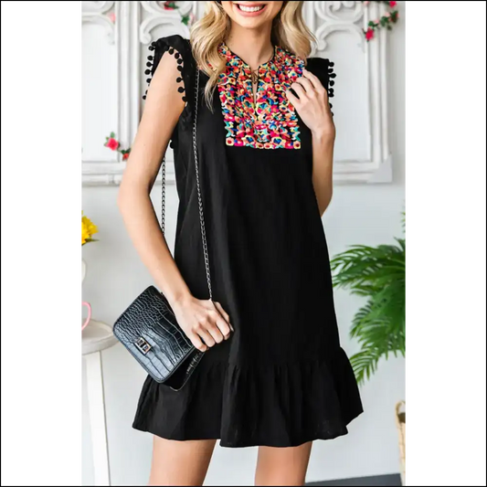 Black Pom Dress: Turns Heads not Ankles! 🖤 Needful Things - s - Short Dresses on Sale Worldwide Shipping