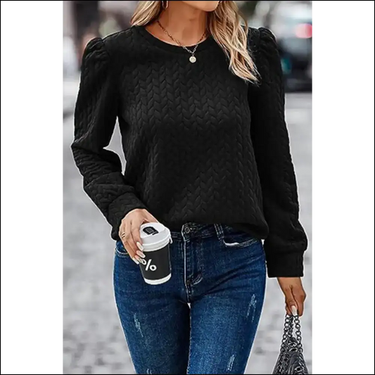 Black Quilted Puff Sleeve: so Chic It’s Practically Illegal (needful Things) 😈 - s - Sweatshirts & Hoodies on Sale Worldwide Shipping