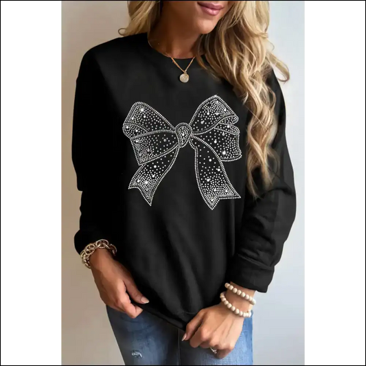 Black Rhinestone Bowknot: Bow Down Bitches! Needful Things. 🖤🎀 - s - Graphic Sweatshirts & Hoodies on Sale Worldwide Shipping