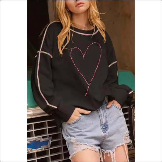 Black Rhinestone Heart: so Fabulous it Hurts 🖤 - s - Graphic Sweatshirts & Hoodies on Sale Worldwide Shipping