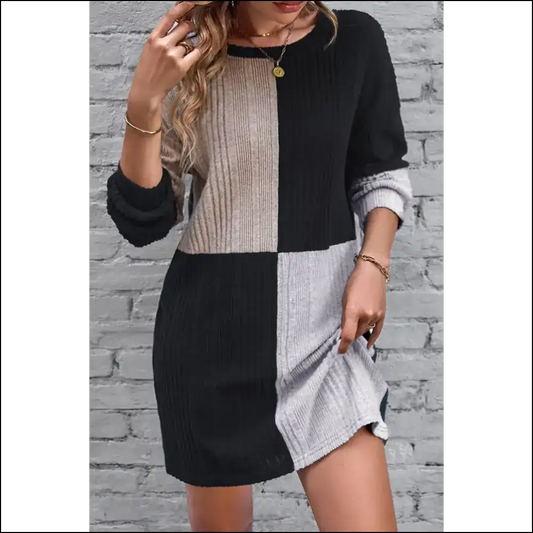 Black Ribbed Color Block Dress: Dangerously Cute 🖤 Needful Things - s - Short Dresses on Sale Worldwide Shipping