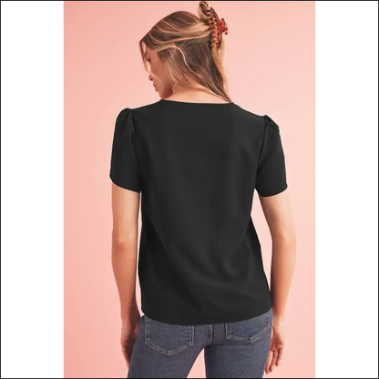 Black Scallop Trim Blouse: so Hot It’s Practically Illegal 🖤 - Blouses on Sale Worldwide Shipping