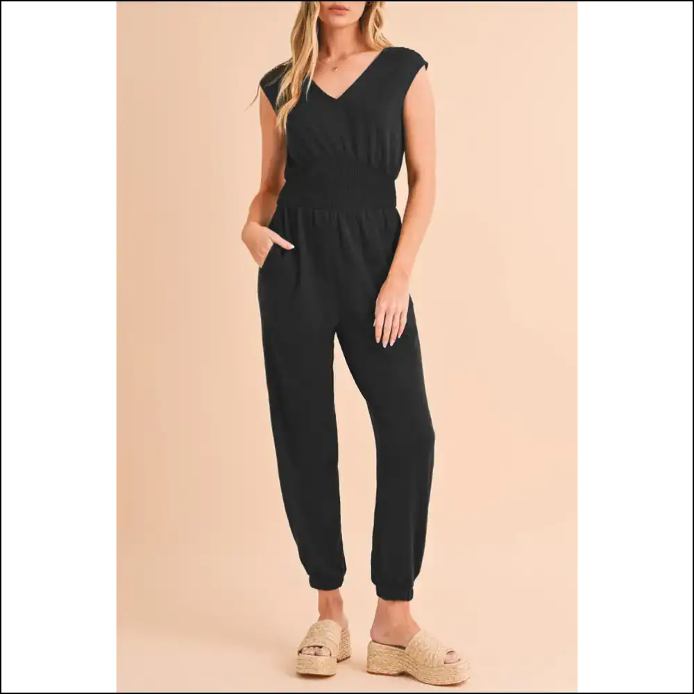 Black Shirred Jumpsuit: from Zero to Hero 🖤 - s - Jumpsuits & Rompers on Sale Worldwide Shipping