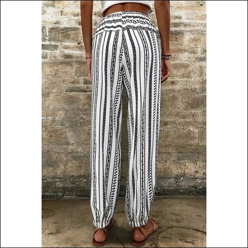Black Stripe Geometric Cuff Pants: so Chic It’s Criminal (needful Things) 🖤 - Pants on Sale Worldwide Shipping
