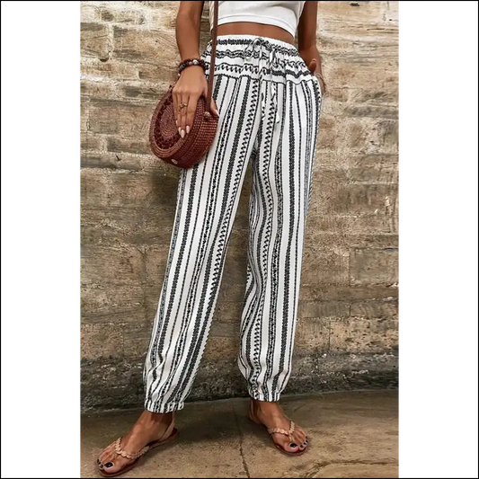 Black Stripe Geometric Cuff Pants: so Chic It’s Criminal (needful Things) 🖤 - s - Pants on Sale Worldwide Shipping