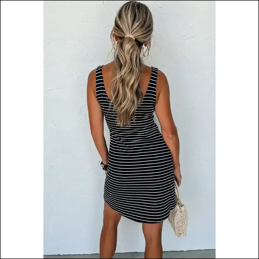 Black Striped Backless Dress: so Hot It’s Edgy 🖤 - Short Dresses on Sale Worldwide Shipping