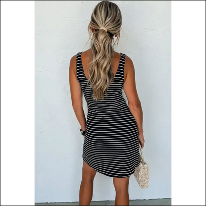 Black Striped Backless Dress: so Hot It’s Edgy 🖤 - Short Dresses on Sale Worldwide Shipping