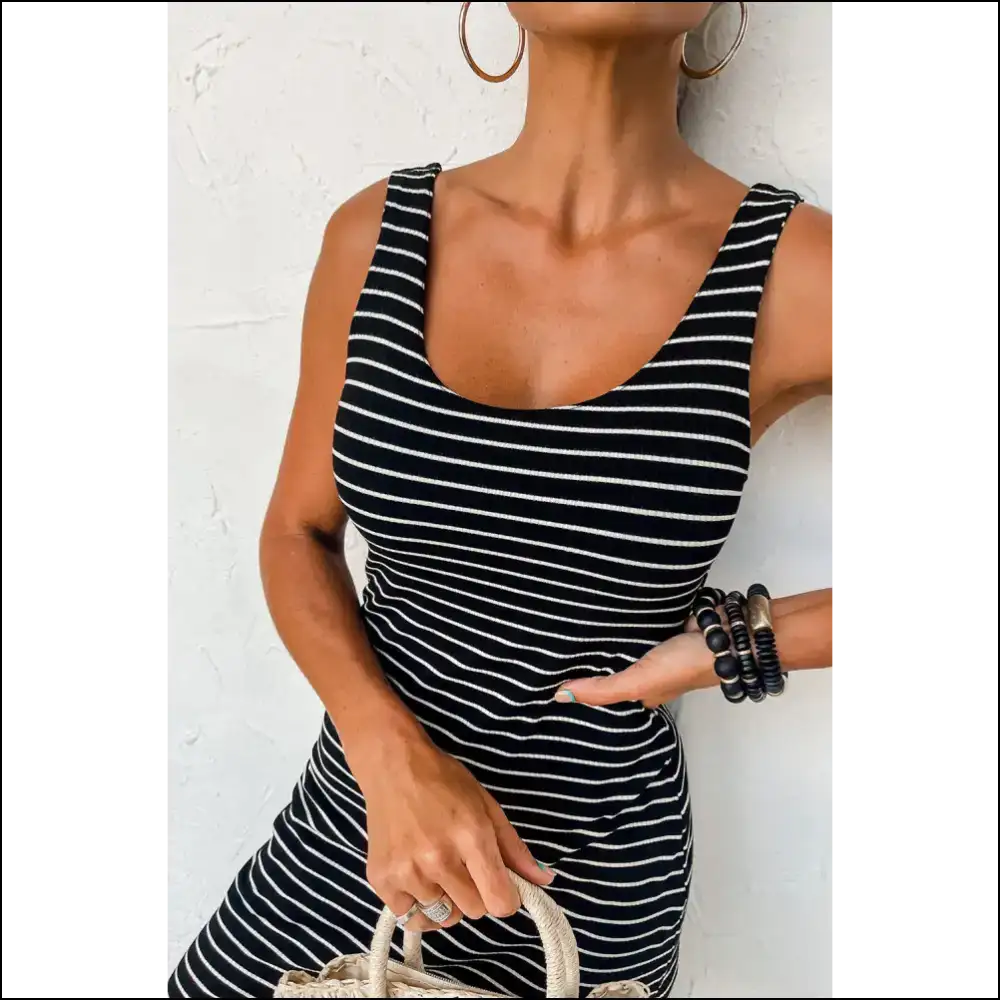 Black Striped Backless Dress: so Hot It’s Edgy 🖤 - Short Dresses on Sale Worldwide Shipping
