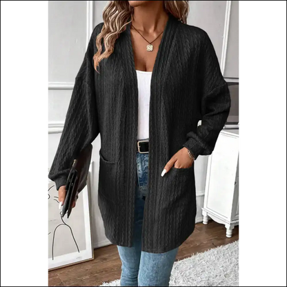 Black Textured Knit Cardigan: Because Adulting is Cold 🖤 Needful Things - s - Cardigans on Sale Worldwide Shipping