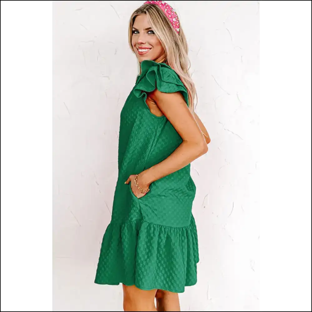Blackish Green Flutter Dress: Needful Things Made me do it 😈 - Short Dresses on Sale Worldwide Shipping
