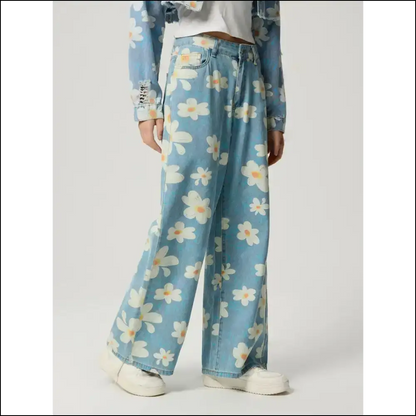 Bloom where You’re Planted in Wide Leg Jeans - Floral Happiness Awaits! 🌸 - on Sale Worldwide Shipping