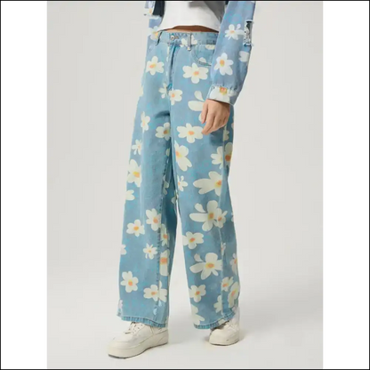 Bloom where You’re Planted in Wide Leg Jeans - Floral Happiness Awaits! 🌸 - on Sale Worldwide Shipping