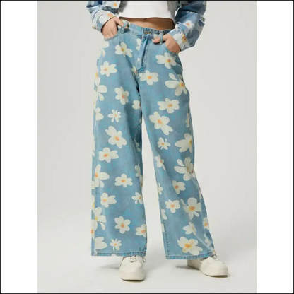 Bloom where You’re Planted in Wide Leg Jeans - Floral Happiness Awaits! 🌸 - Light / Xs - on Sale Worldwide Shipping