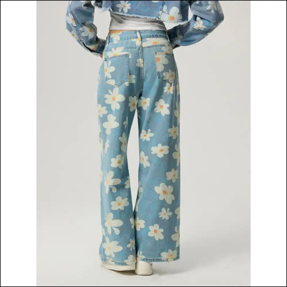 Bloom where You’re Planted in Wide Leg Jeans - Floral Happiness Awaits! 🌸 - on Sale Worldwide Shipping