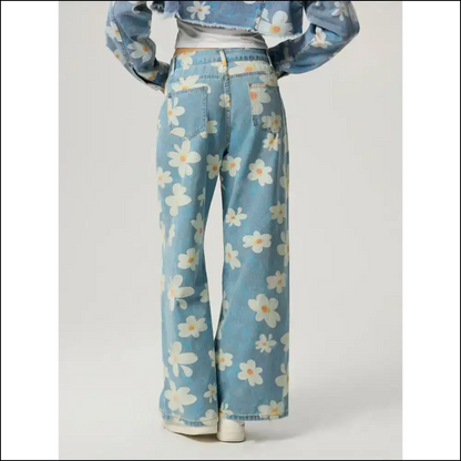 Bloom where You’re Planted in Wide Leg Jeans - Floral Happiness Awaits! 🌸 - on Sale Worldwide Shipping