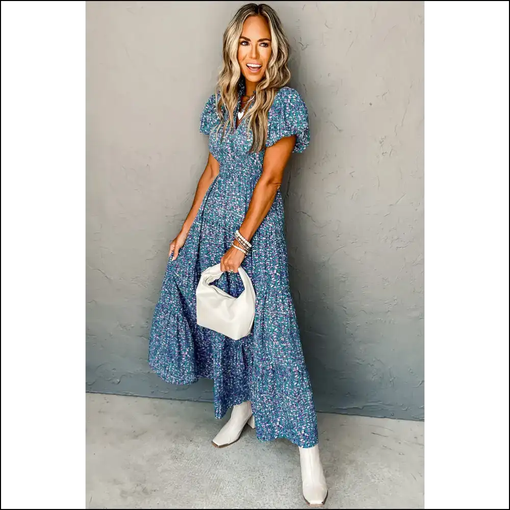 Blue Abstract Maxi Dress: High Waist? More Like Standards. 😉 Needful Things - Dresses on Sale Worldwide Shipping