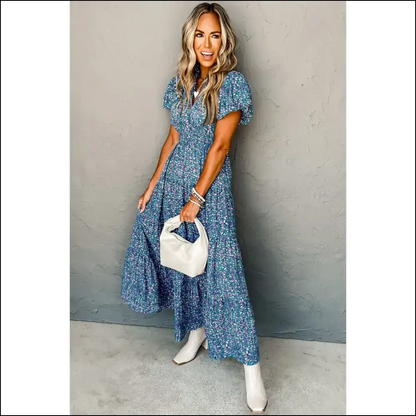 Blue Abstract Maxi Dress: High Waist? More Like Standards. 😉 Needful Things - Dresses on Sale Worldwide Shipping