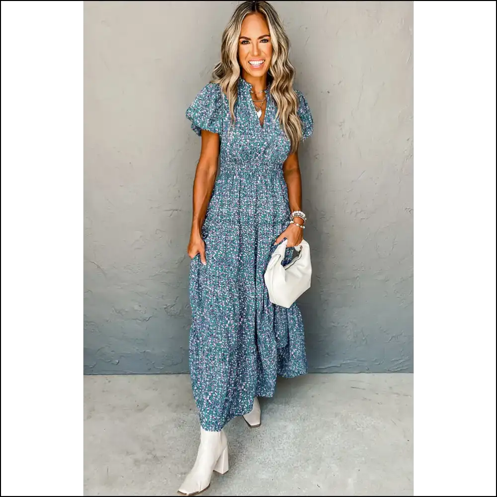 Blue Abstract Maxi Dress: High Waist? More Like Standards. 😉 Needful Things - Dresses on Sale Worldwide Shipping